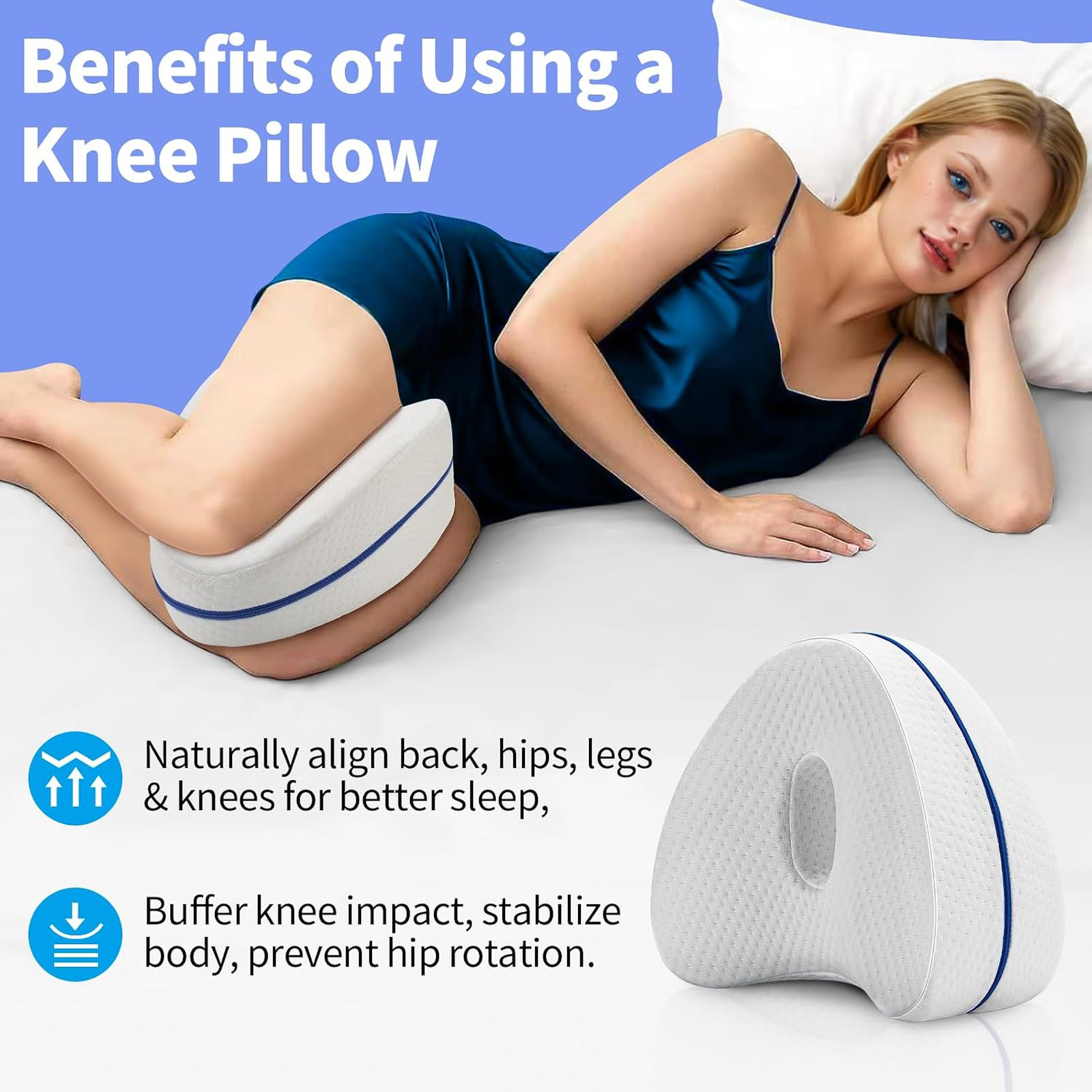 Knee Pillow for Sleeping Memory Foam Cushion for Back Pain Knee Relief Body