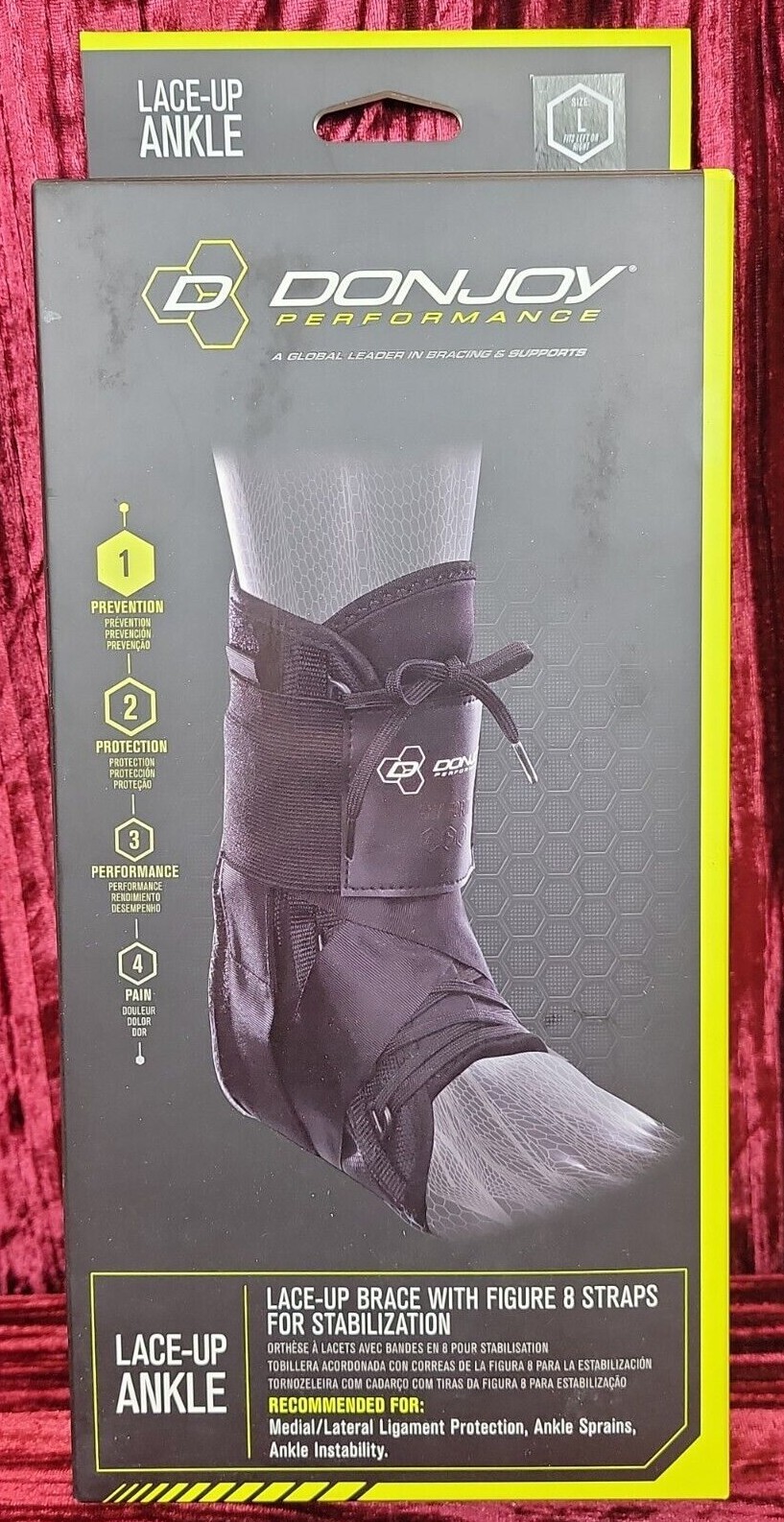 NEW NIP NIB Ankle Brace L Lace Up Adjustable Stabilization Ankle Instability LGE