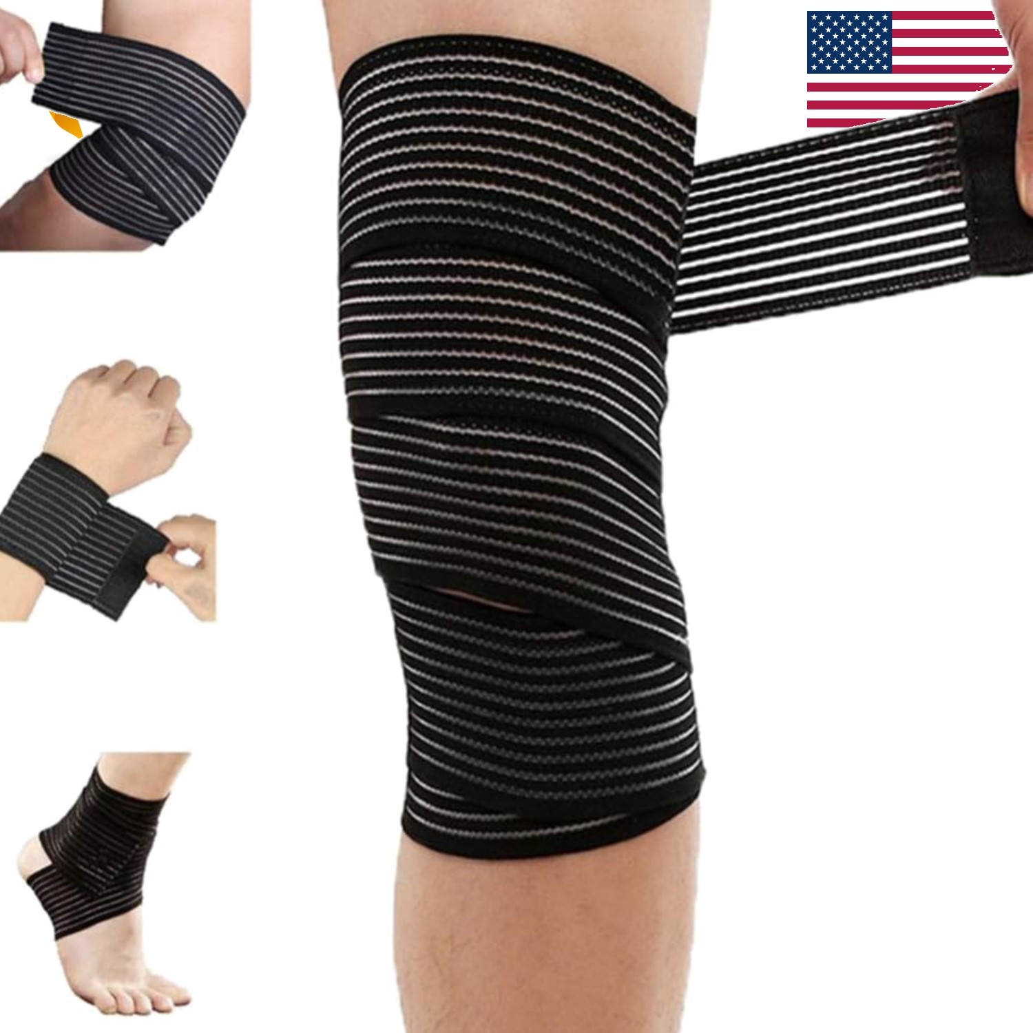 Adjustable Compression Knee Wrap Bandage for Basketball, Running, and Sports