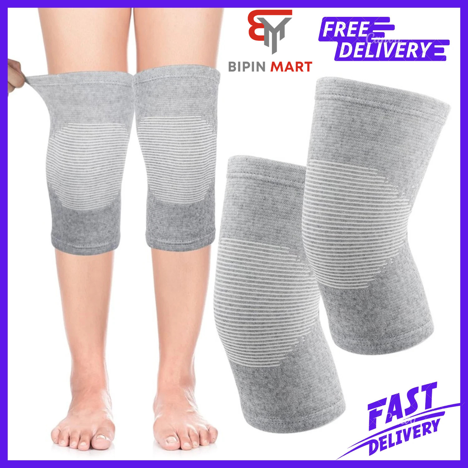 Bamboo Knee Sleeve Elastic Compression Knee Brace Warm Breathable Pads XL