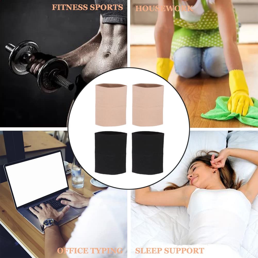 Wrist Compression Sleeve (4PCS), Soft Support Brace S, Black, Beige