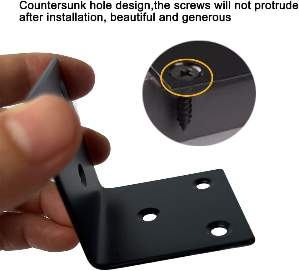 20 Large 2×2 Inch Corner Braces – Black Coated Stainless Steel for DIY Projects