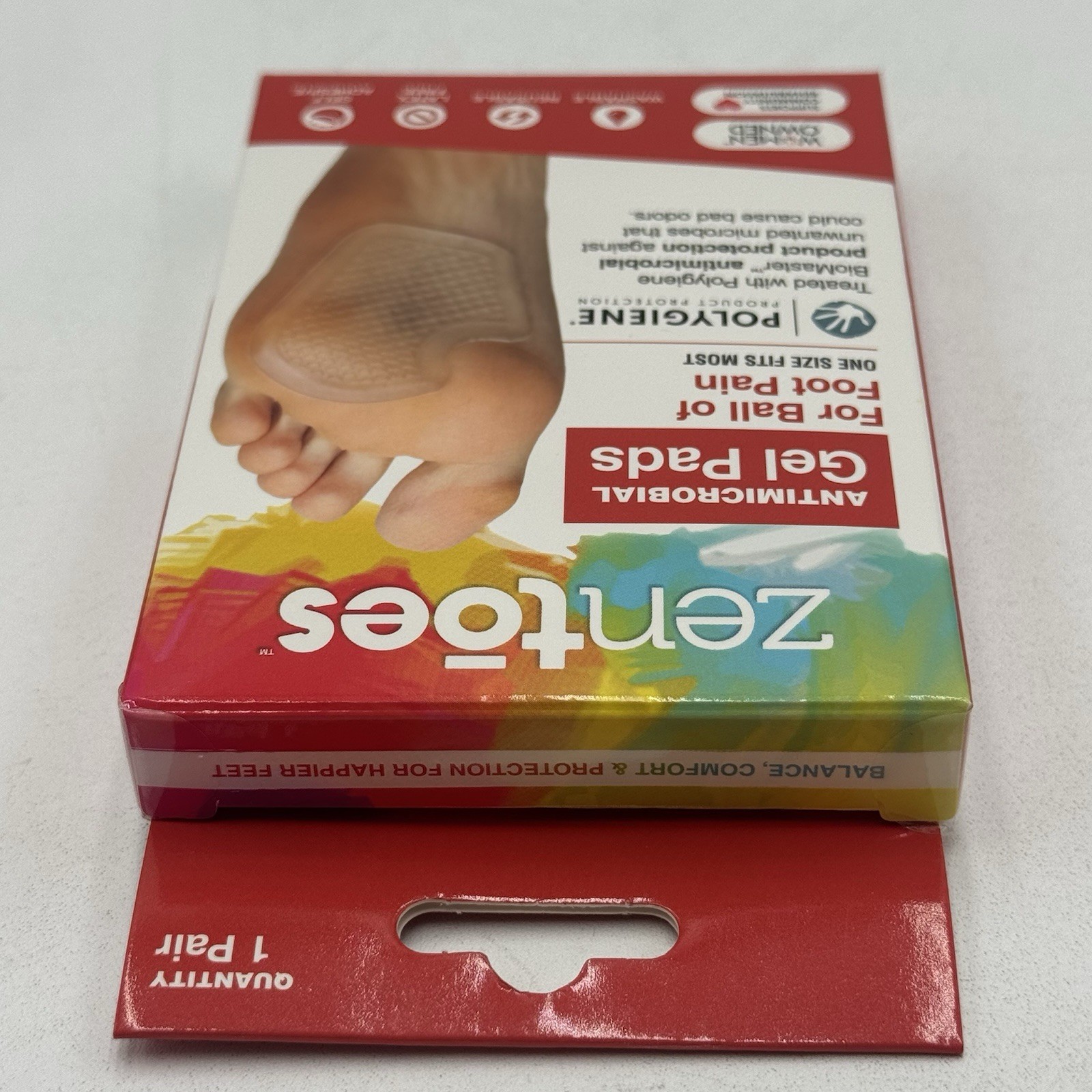 ZenToes Gel Pads For Ball Of Foot Pain Protectors One Pair Antimicrobial