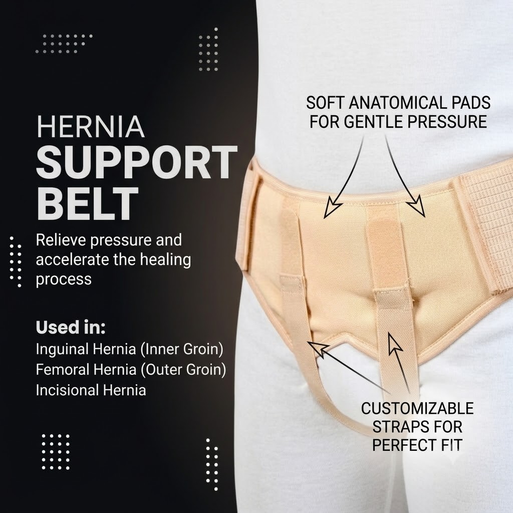 Double Inguinal Hernia Belt for Men & Women Adjustable Pain Relief, Size S/M/L