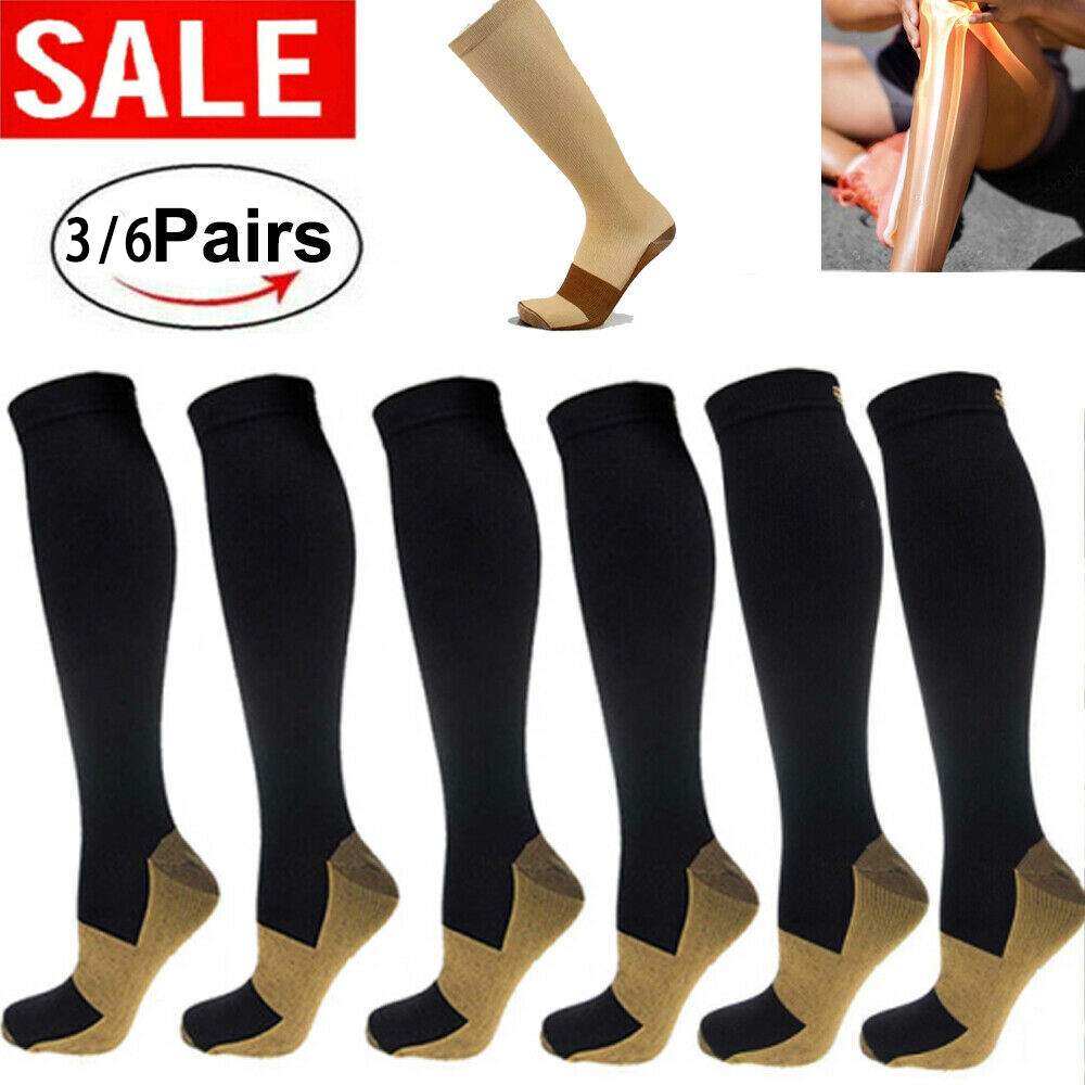6pairs Compression Socks Women Men 20-30Mmhg Extra Wide Calf Knee High plus Size