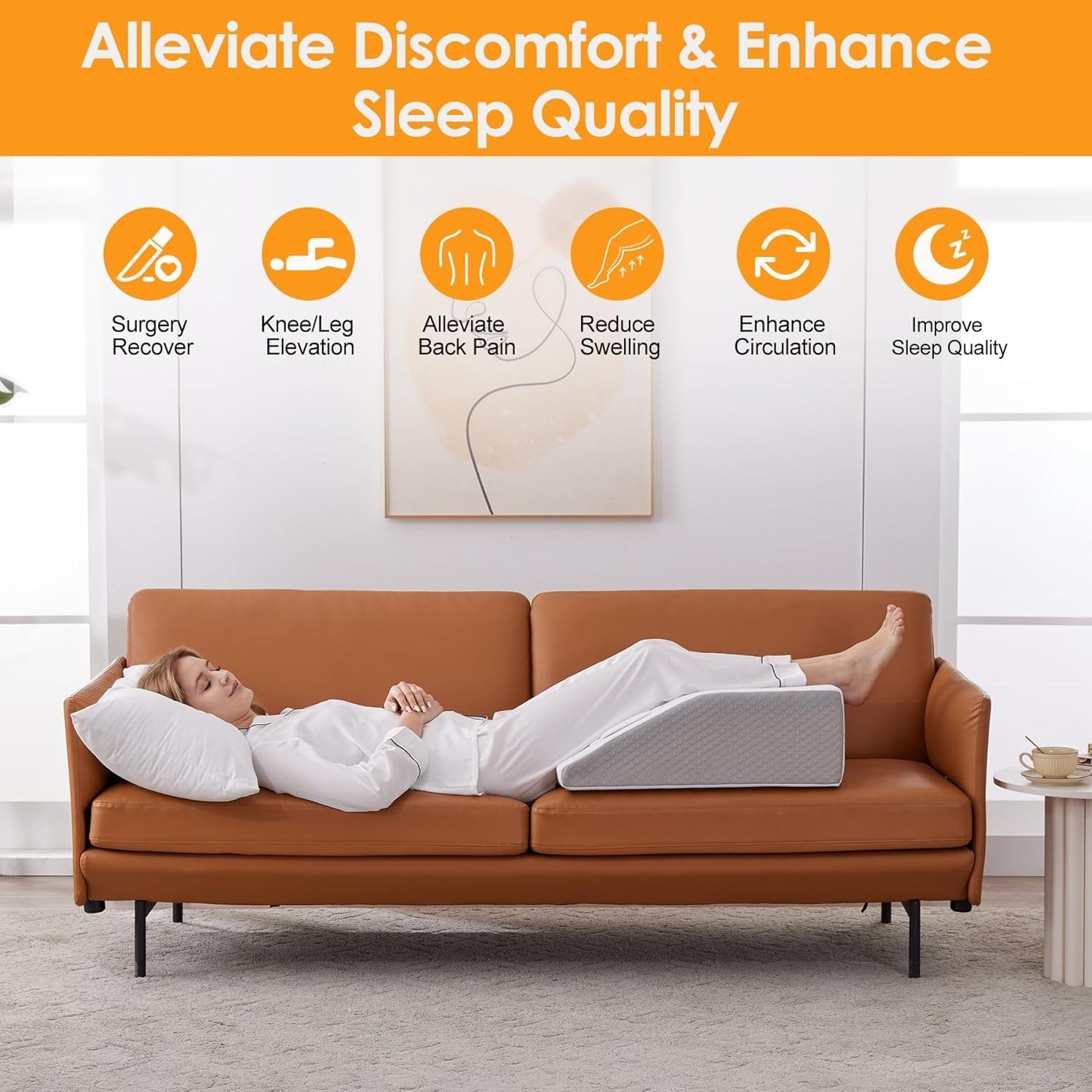 8″ Foam Leg Elevation Pillow for After Surgery, Swelling and Blood Circulation
