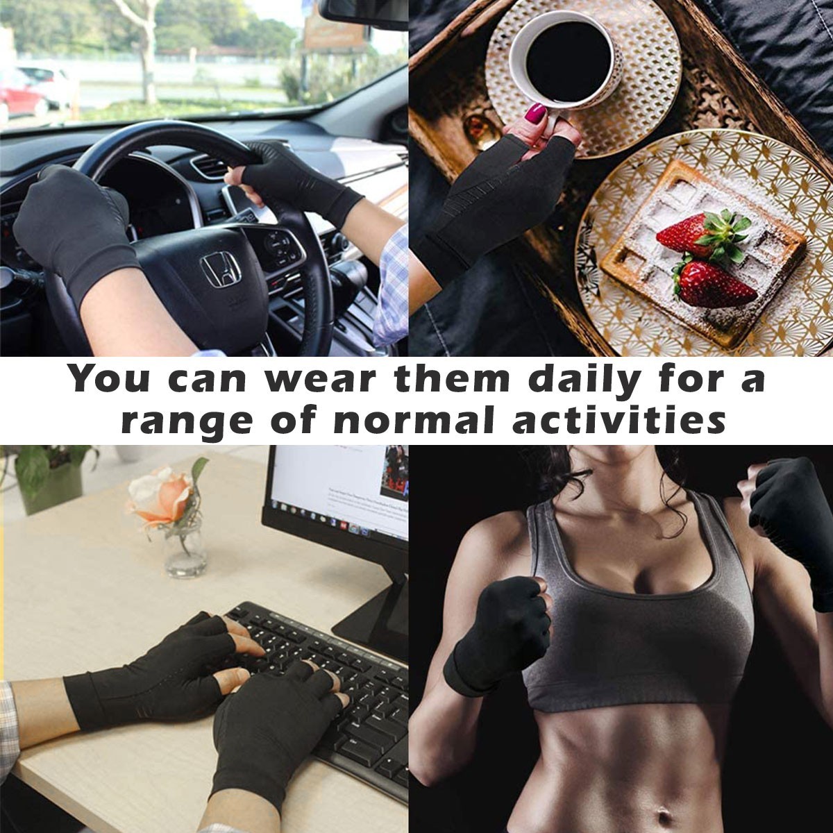 Copper Fiber Compression Gloves for Arthritis RSI Joint for Workout & Daily Use