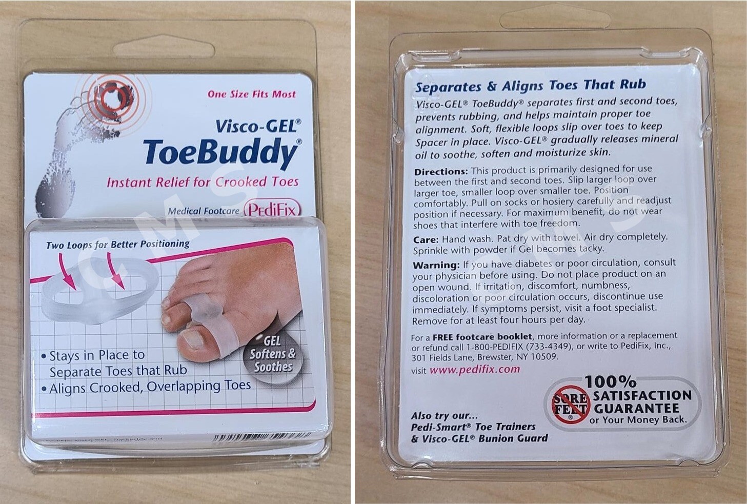 Pedifix Visco-Gel ToeBuddy Crooked Overlapping Hammer Toe Spacer Aligner 1/PK