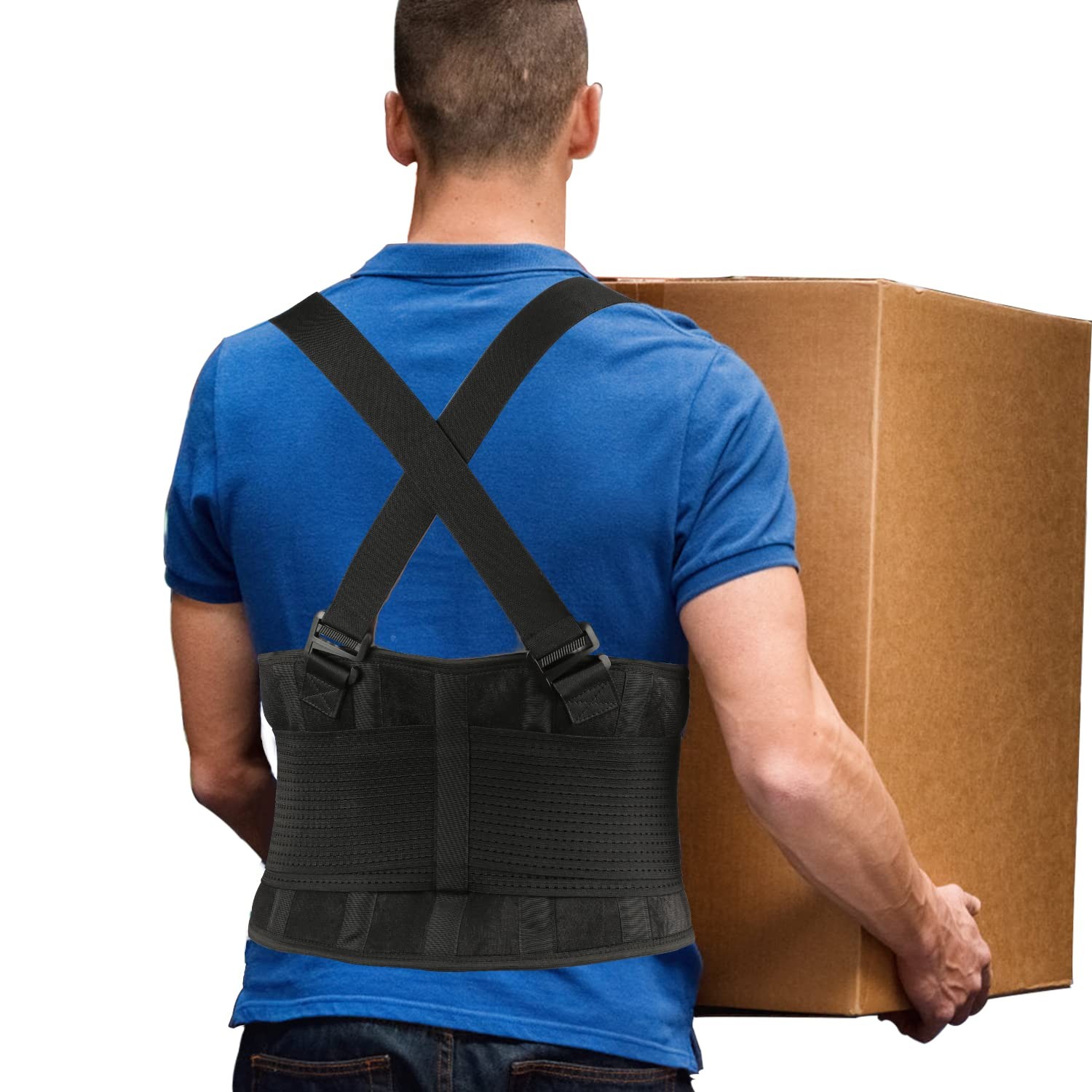 PAZAPO Back Brace Men and Women – Lower Medium/Large(30-37 Inches), Black