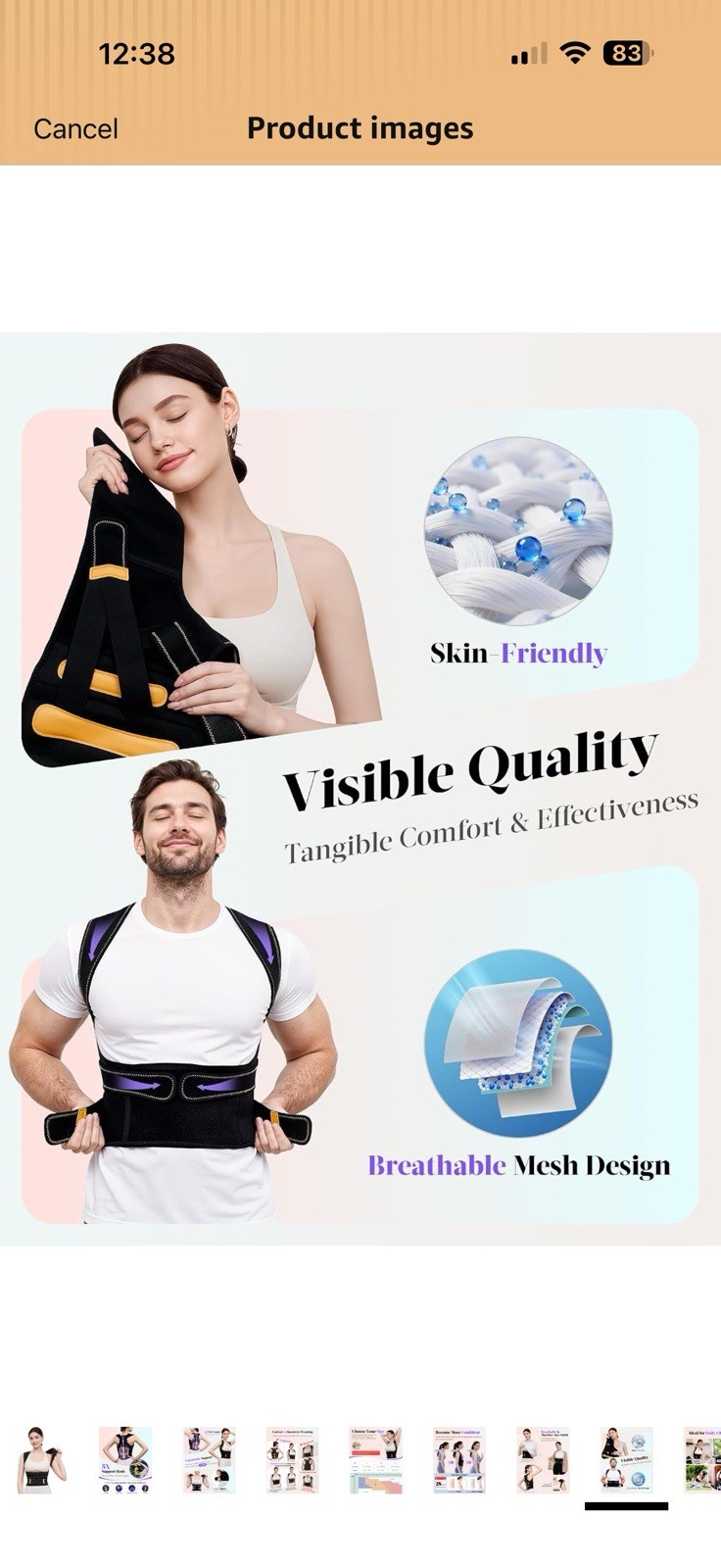 Kepwaq Posture Corrector Back Support Brace Adjustable Y32 Black/Yellow