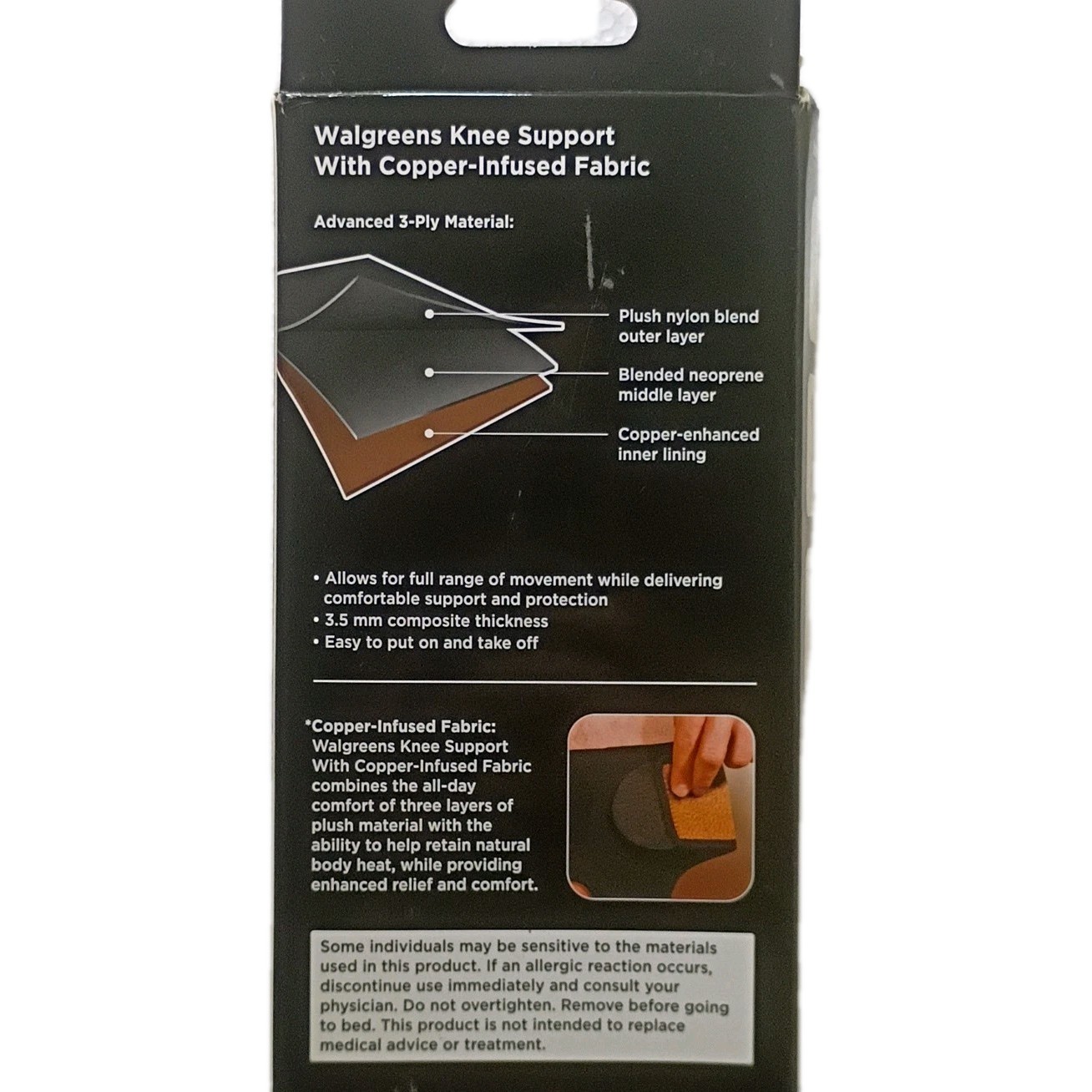 Walgreens~ Knee Support w/ Copper-Infused Fabric ~ Fits Left Or Right ~One Size