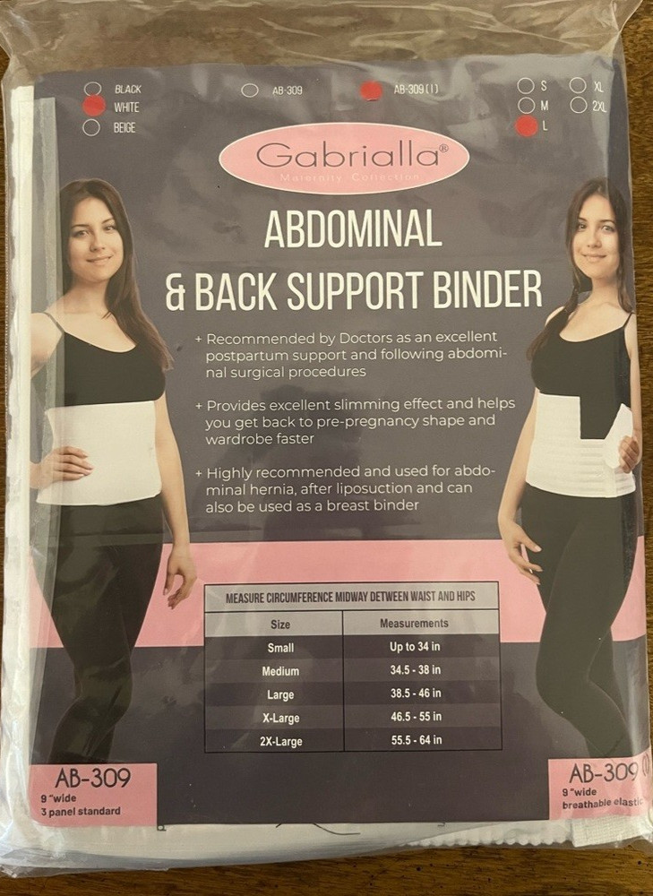 Gabrialla ITA MED Abdominal Support Binder W/ MOLDABLE INSERT BACK SUPPORT AB309