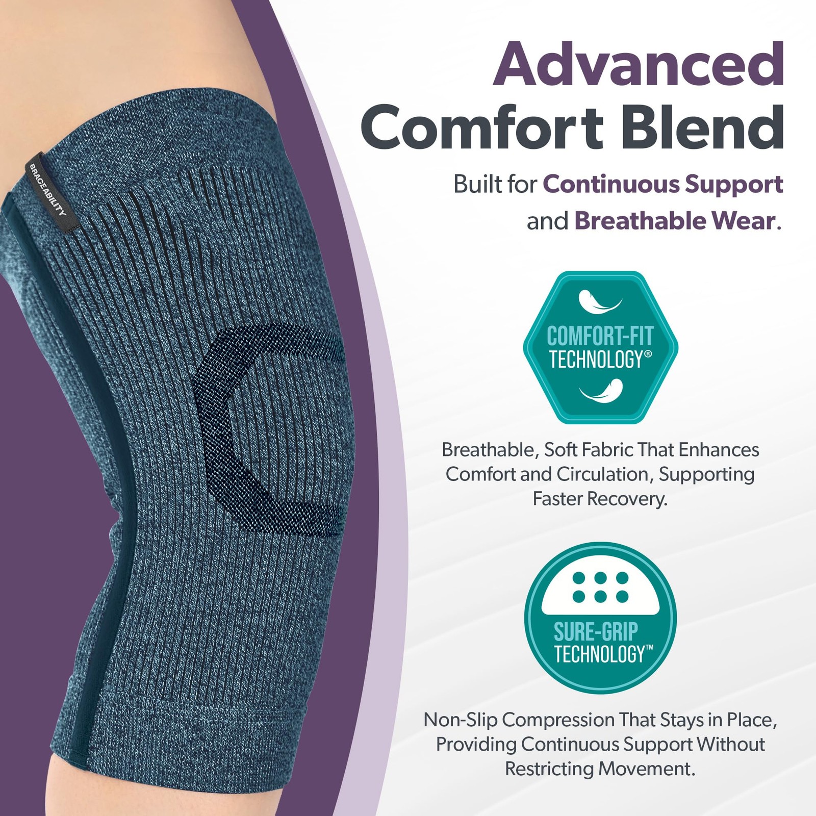 Knee Compression Sleeve – Knit Knee Pain Brace for Men or Women, Arthritis Re…