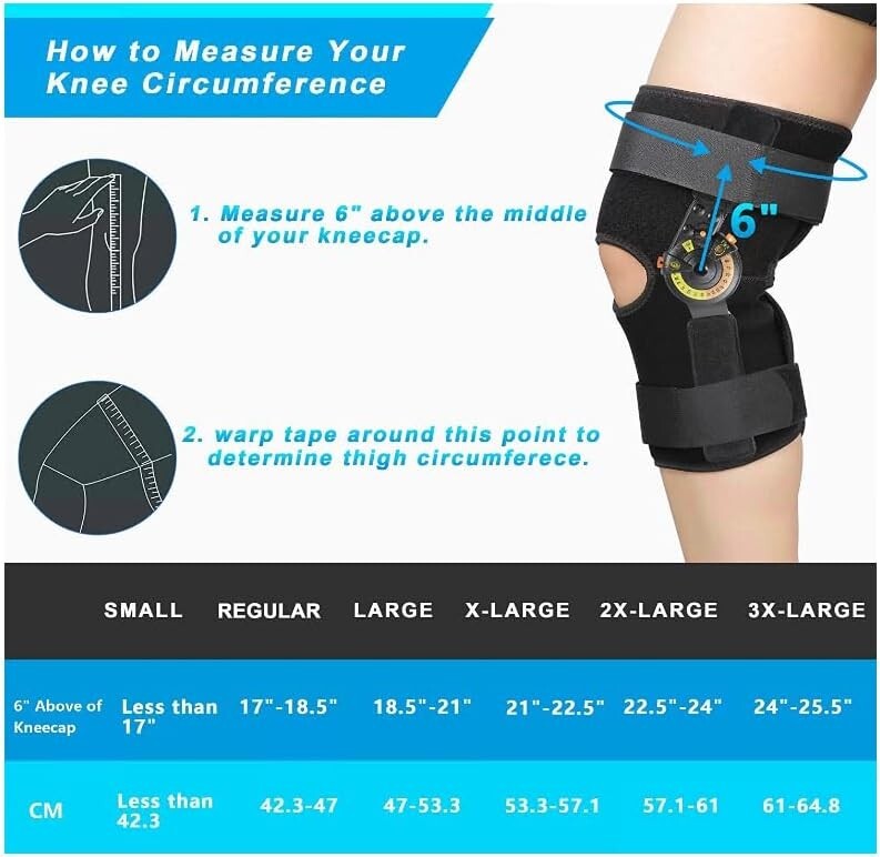 Nvorliy Hinged ROM Knee Brace Adjustable Knee Immobilizer Regular Size
