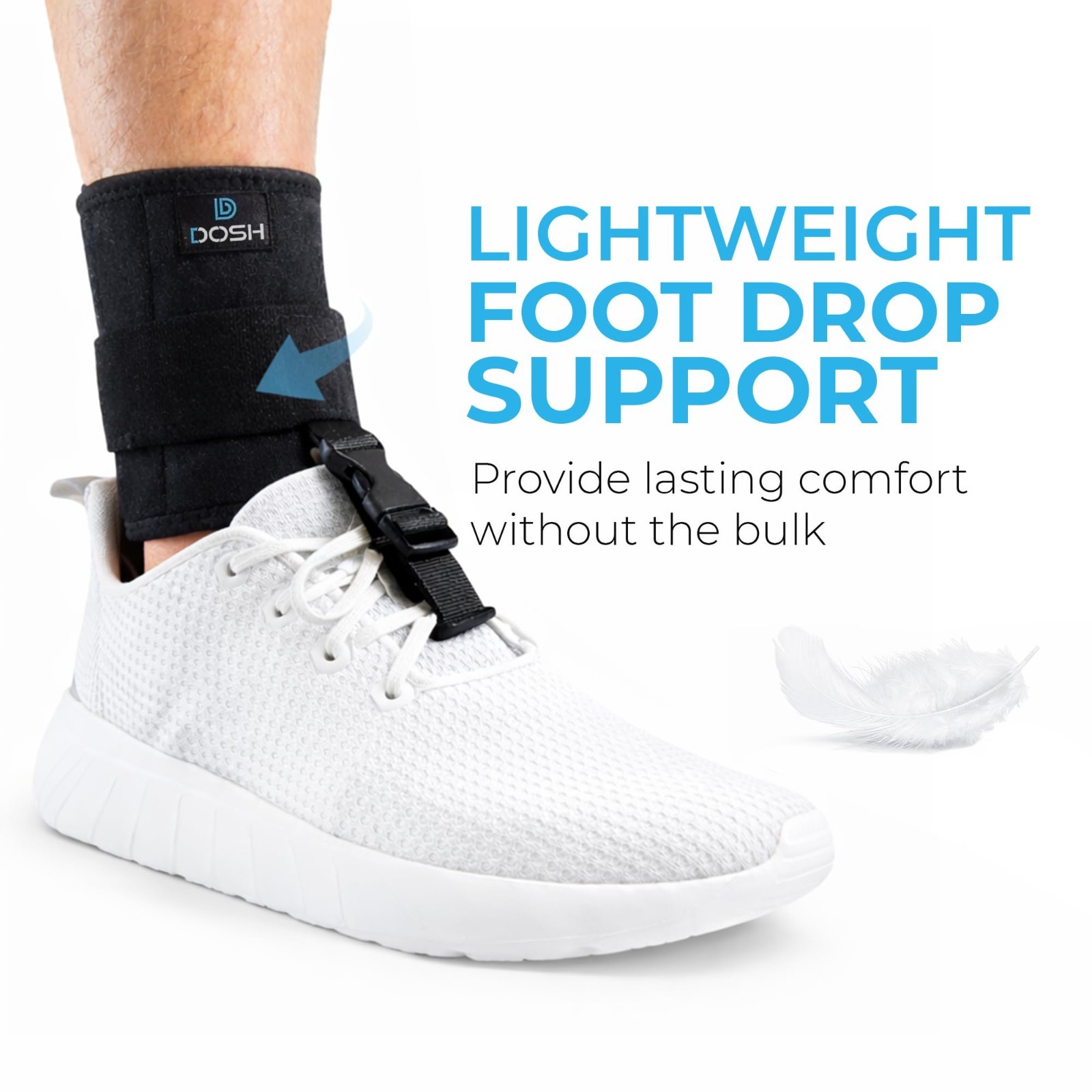 Foot Drop Brace for Walking – AFO Ankle Support – Unisex Adjustable Black