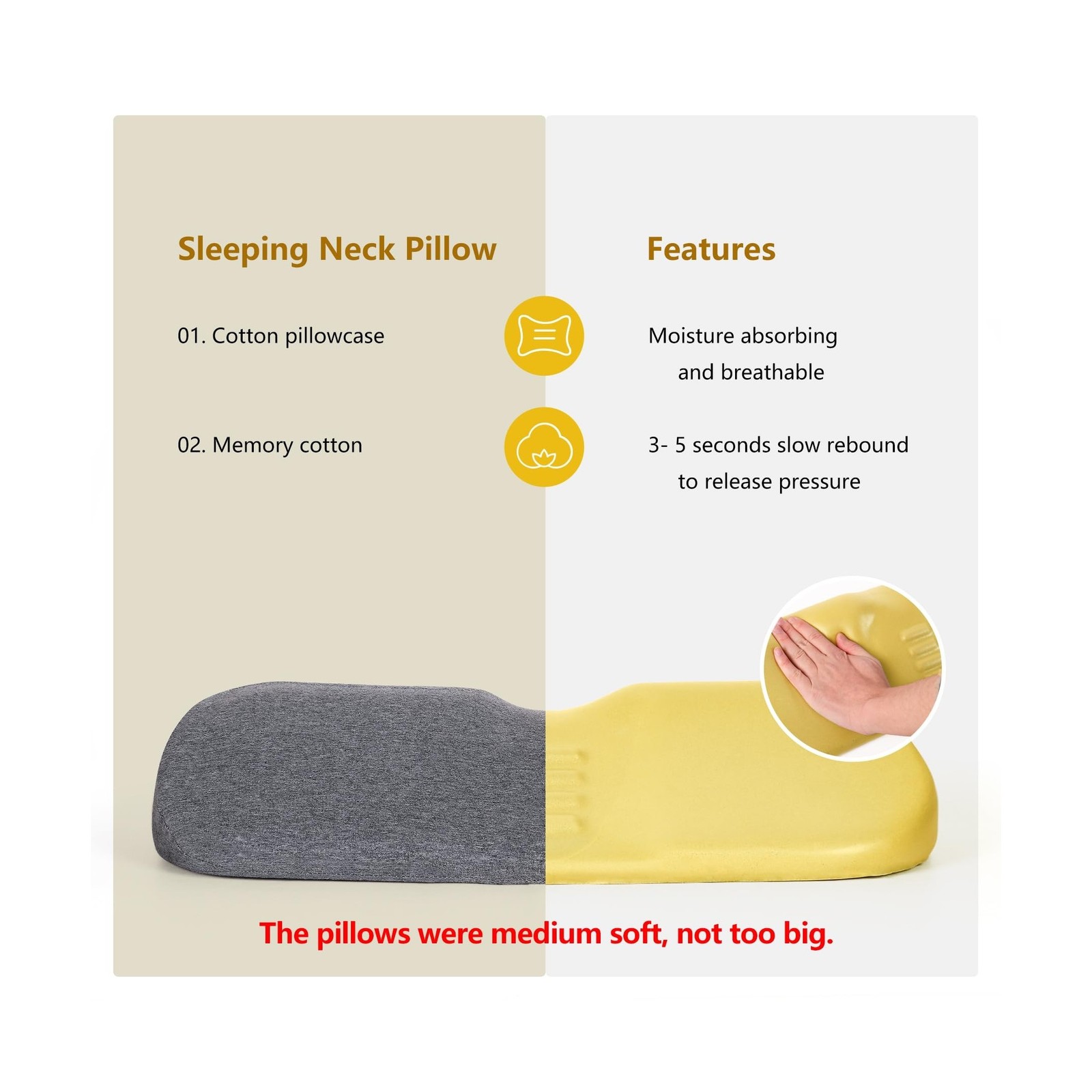 Cervical Neck Pillows for Pain Relief Sleeping, Memory Foam Neck Bolster Supp…