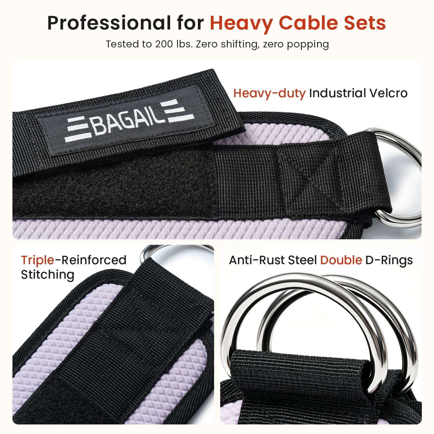 BAGAIL Ankle Straps for Cable Machines (2 Pack), Double D-Ring Ankle Cuffs wi…
