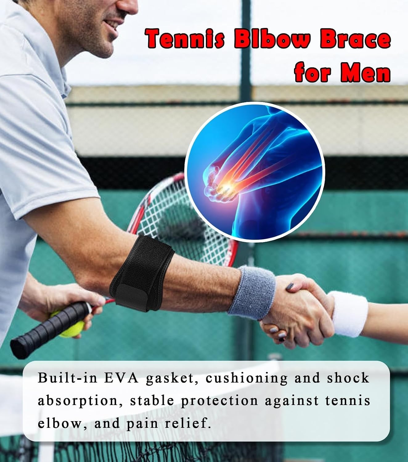 2 Pack Elbow Brace for Golfer & Tennis Adjustable Strap for Pain Relief Support