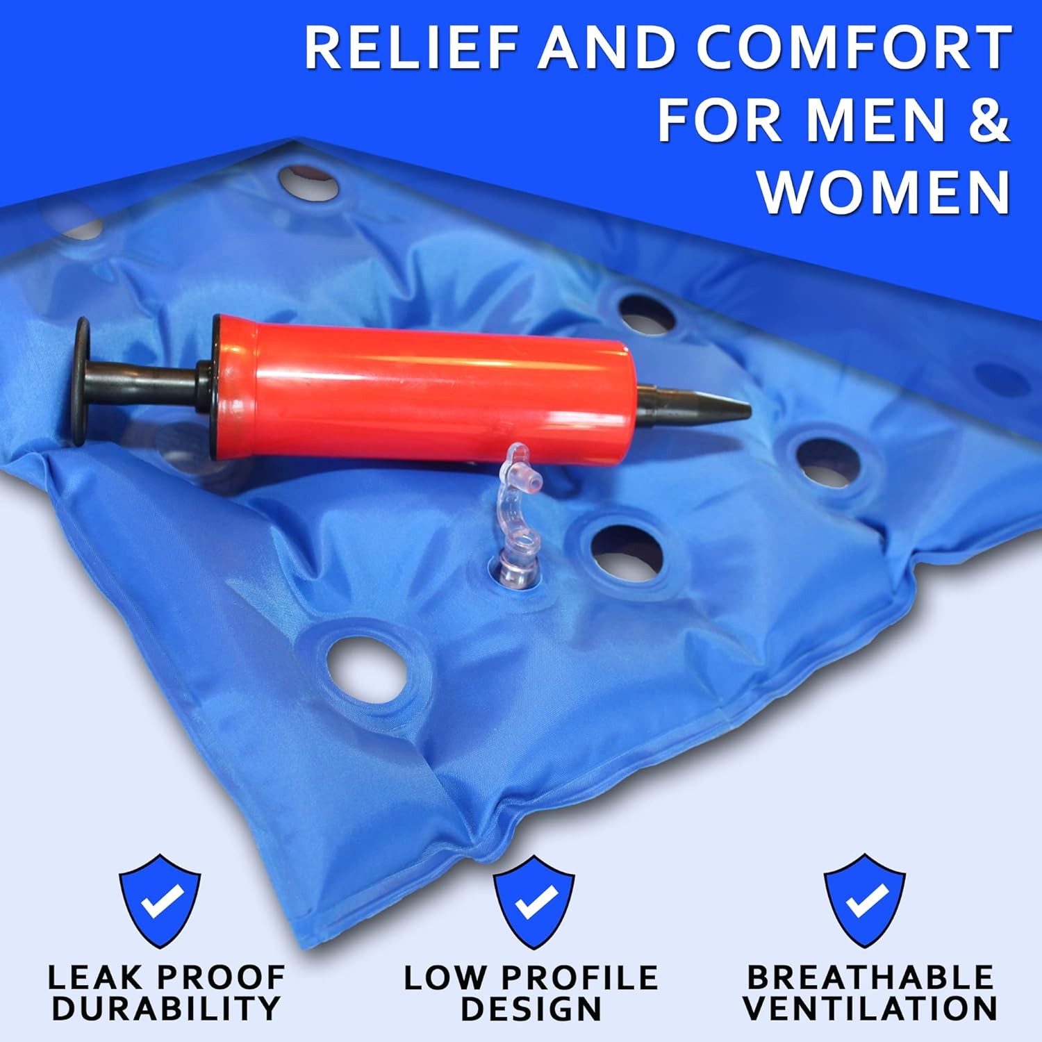 Inflatable Seat Cushion – Travel for One Size Fits All, Blue