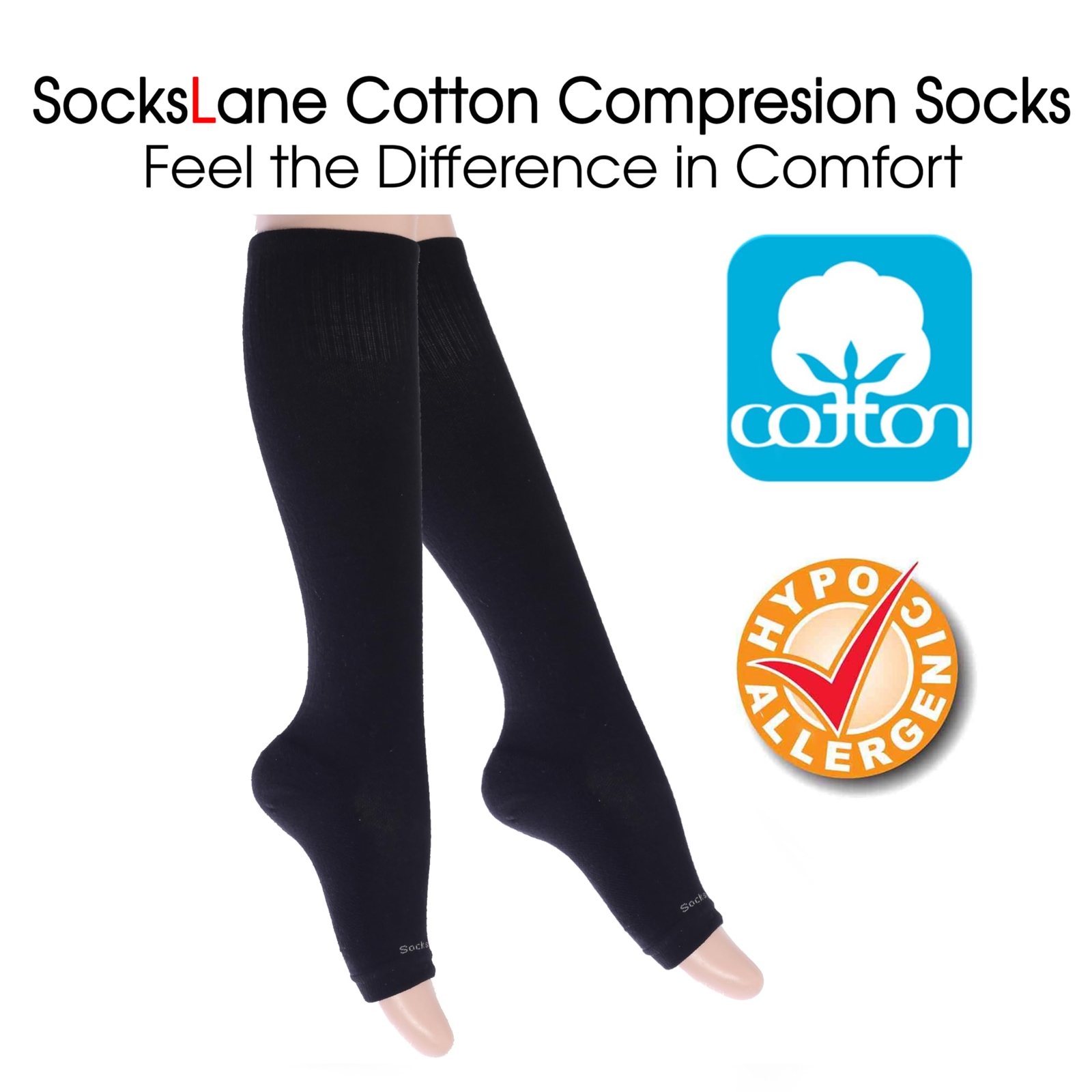 1 Pair Toeless Cotton Compression Socks for Women Men 15-20 mmHg Support