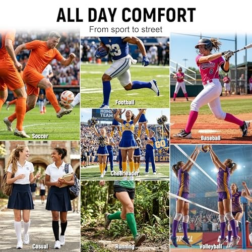 Men Women Knee High Soccer Softball Football Baseball Long One Size 2 Purple