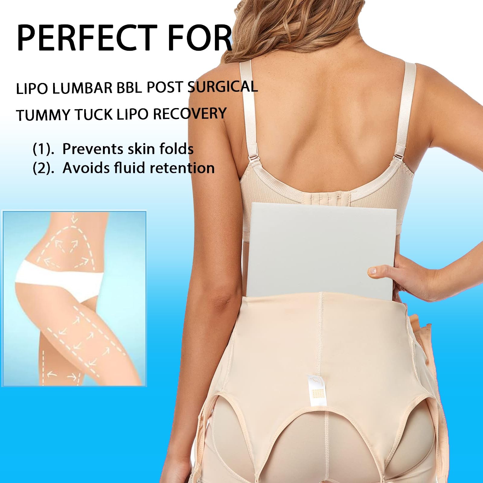 3 Pack Lipo Foam Ab Board Post Surgery Compression Garment Recovery Pads