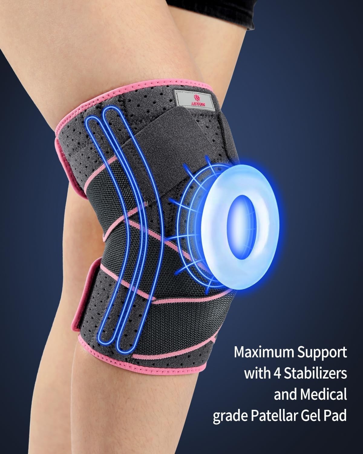 Adjustable Knee Brace with Dual Stabilizers for Meniscus Tear Recovery