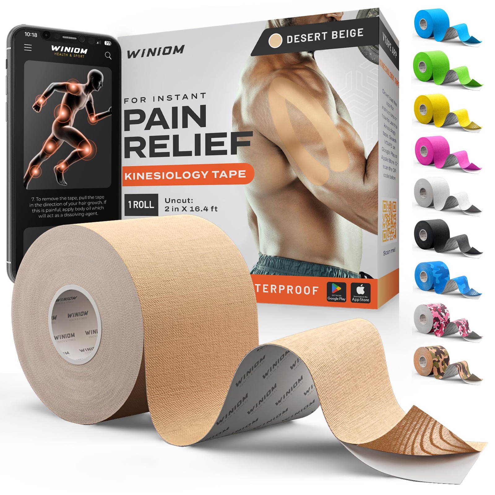 Kinesiology Tape – Waterproof Athletic Sports Tape for Knee, Shoulder, Arm an…