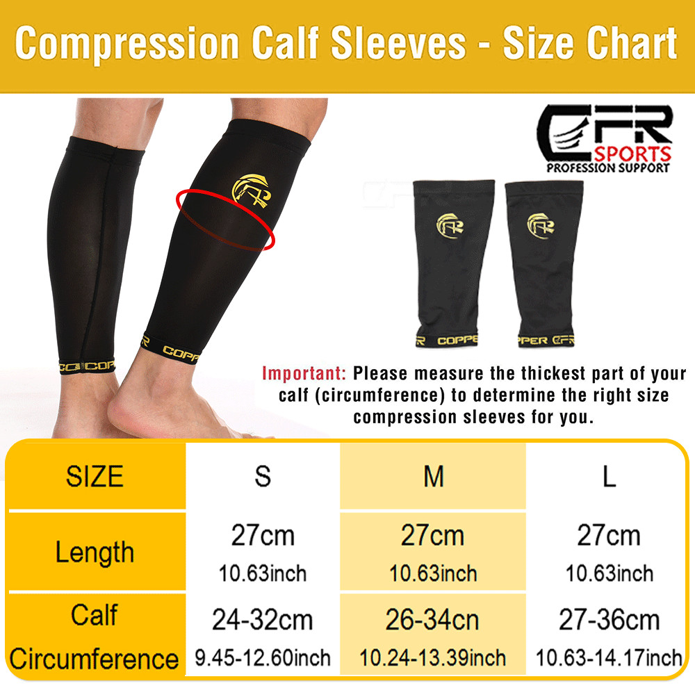 Copper Compression Calf Leg Support Brace Socks Sport Shin Splint Varicose Vein
