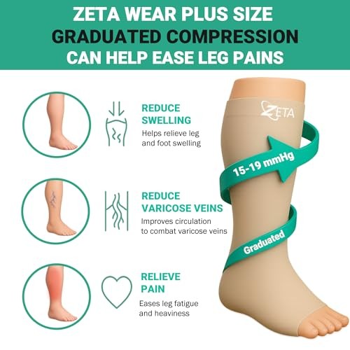 Plus Size Calf Compression Sleeves for Women and Men, Wide 2XL 1 Pair – Black