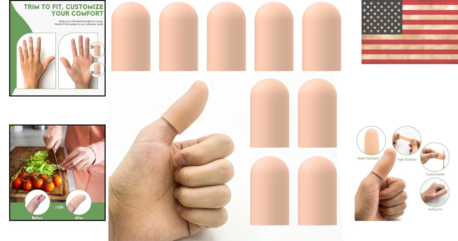Reusable Gel Thumb Sleeves – 10 Pack Silicone Finger Protectors for Pain Relief
