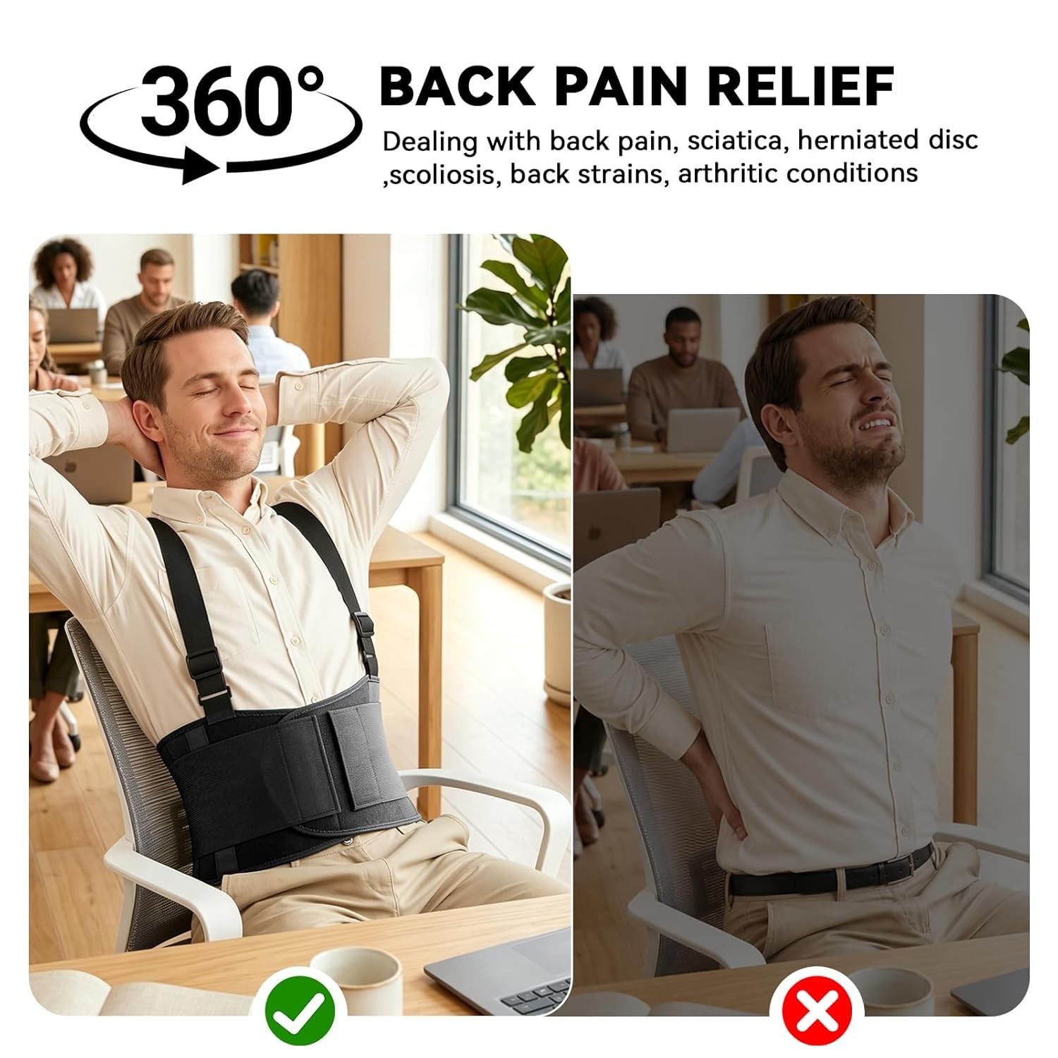 Work Back Brace Adjustable Lower Back Support Belt Sciatica Pain Relief