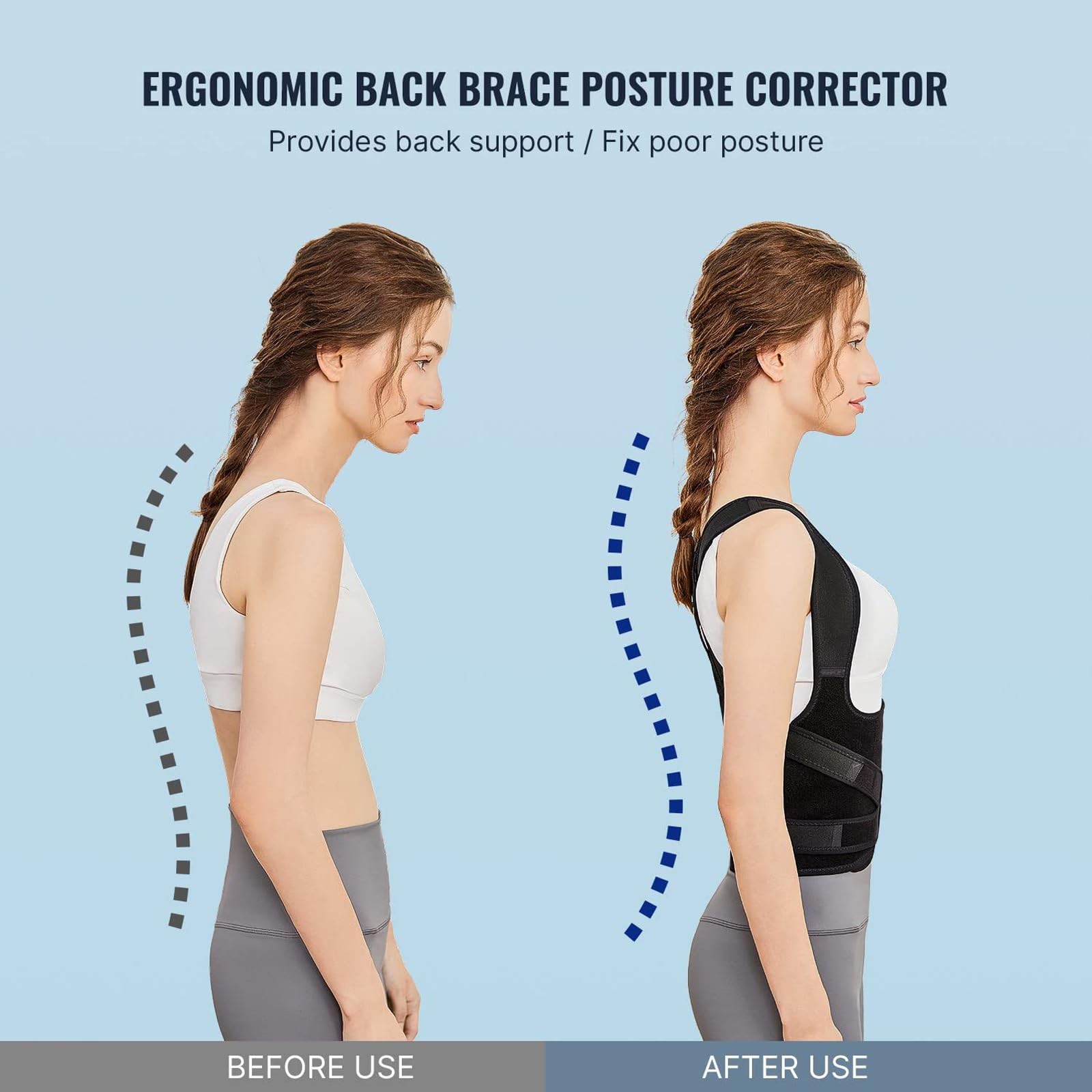 MaelPaom Posture Corrector Back Brace for Men & Women – Relieve Small, Black