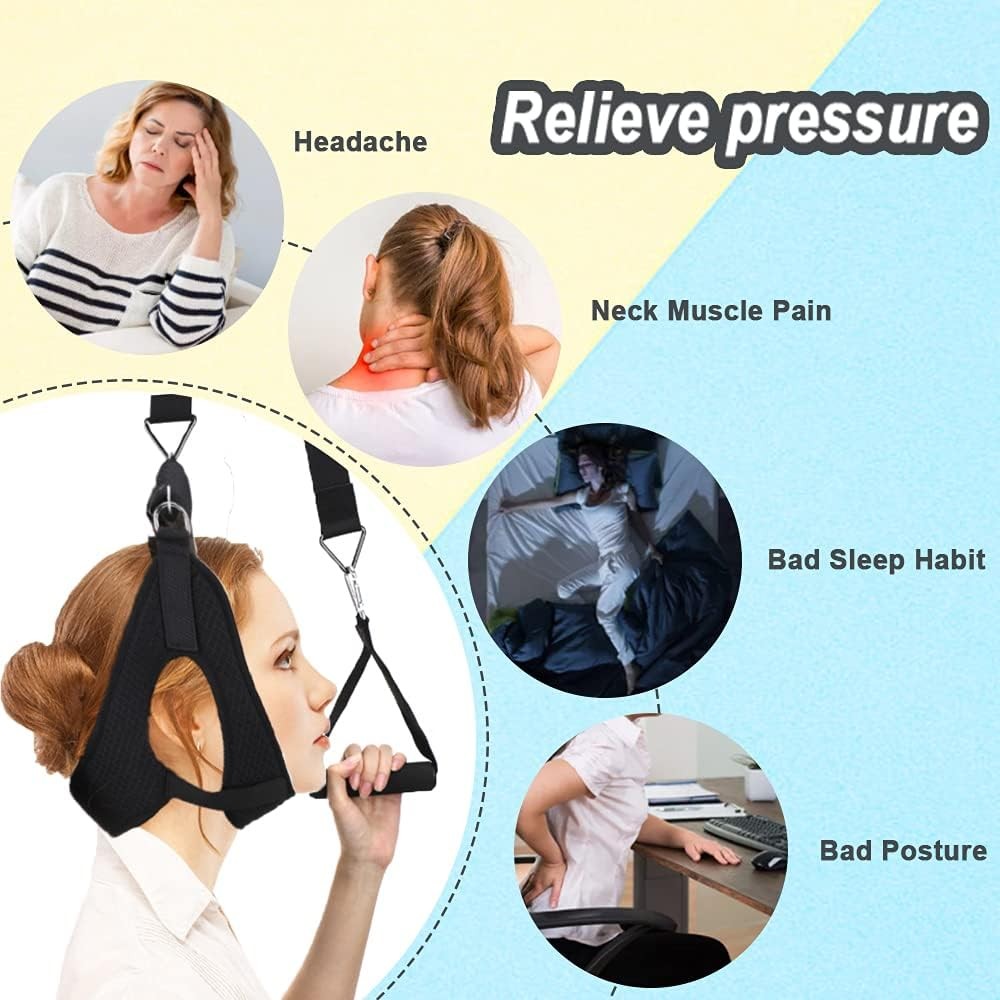 Cervical Neck Traction Hammock Device, Over Door Spine Exerciser Support Brac…
