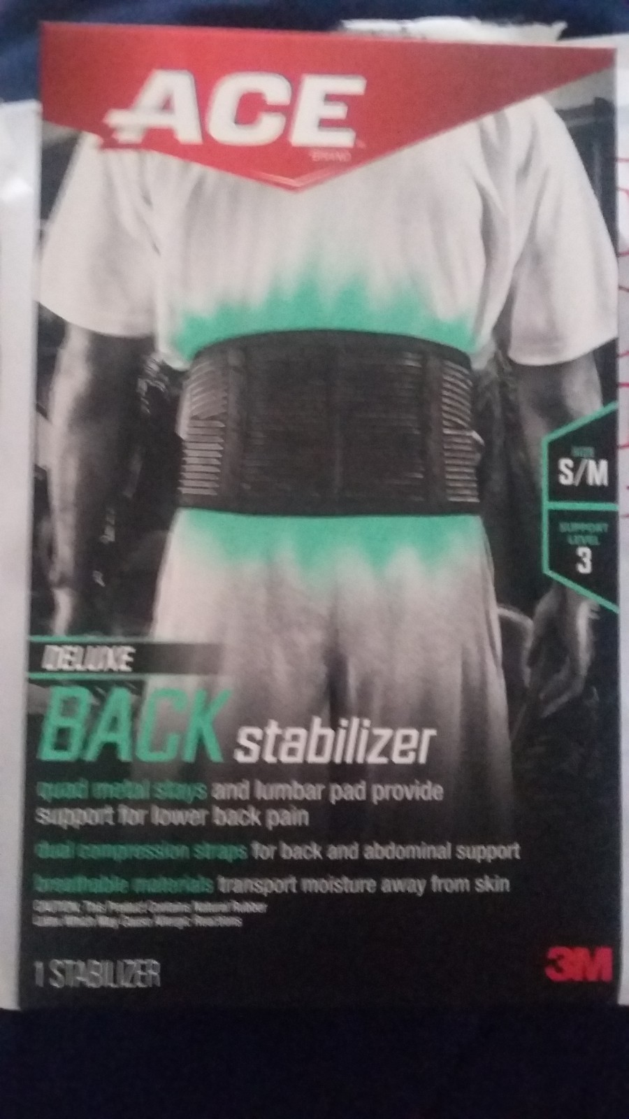 Lot of 2 ! New 3M ACE Deluxe Back Stabilizer SMALL/MED Support Level 3- Black