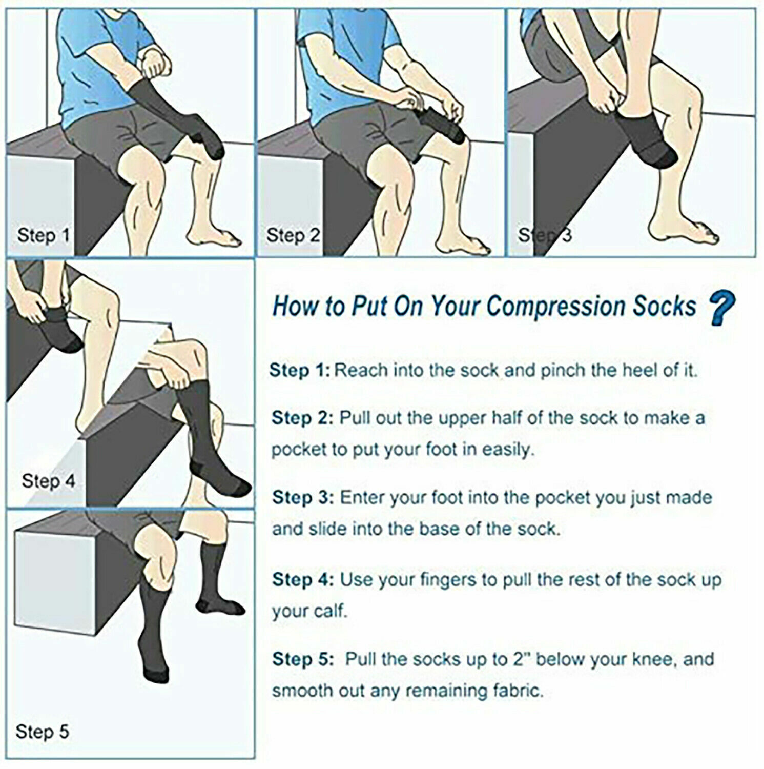 5 Pairs Copper Compression Socks 20-30mmHg Graduated Support Mens Womens S/M-XXL