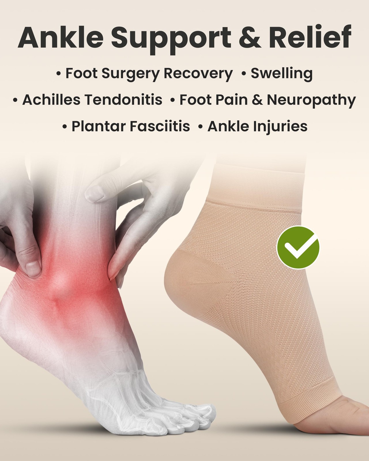 Ankle Compression Sleeve 1Pair, Plantar Fasciitis Braces Open Toe Compressi…