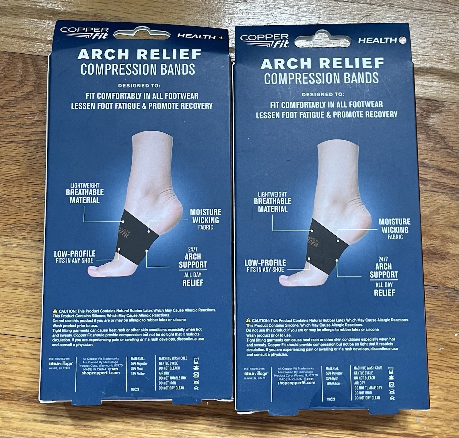 Copper Fit Health Arch Relief Plus Compression Bands LOT OF 2 NEW