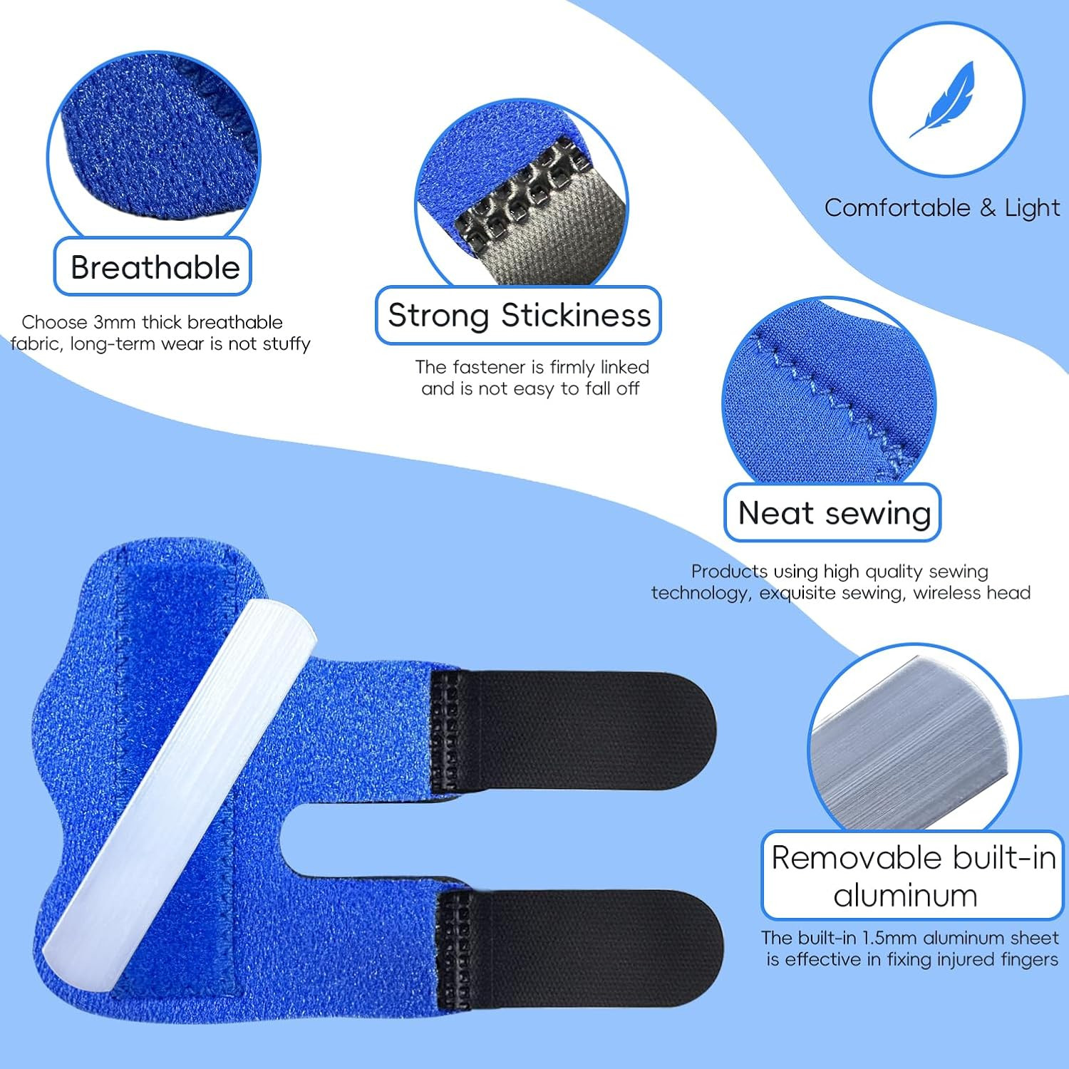 2 Pack Finger Splints � Trigger Brace for Pain Sprain Arthritis Relief (Blue)