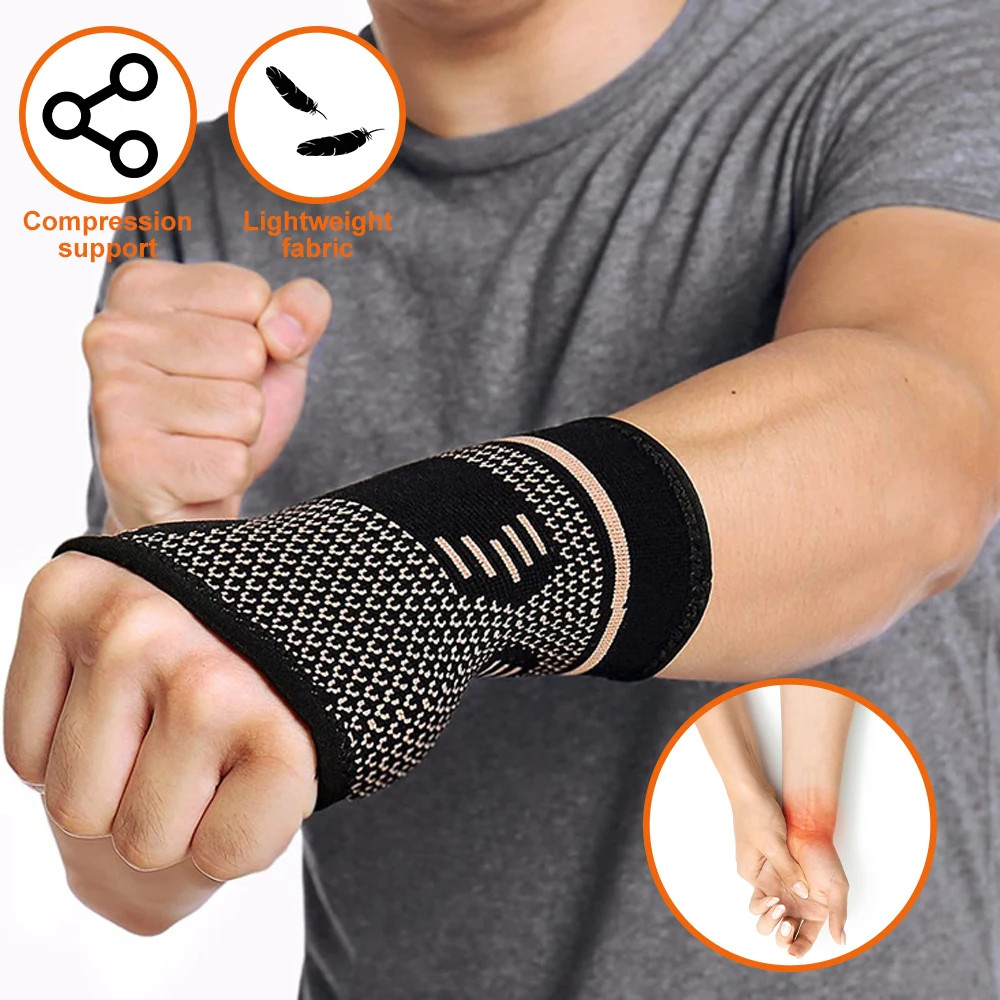 1PCS Copper Compression Gloves Sports Wrist Guard Arthritis Gloves Elastic Palm
