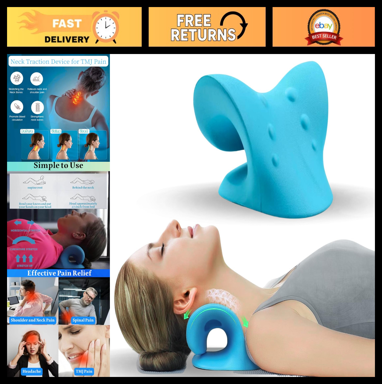 Neck Hump Corrector & Cervical Traction Device for TMJ Pain Relief & Muscle Rela