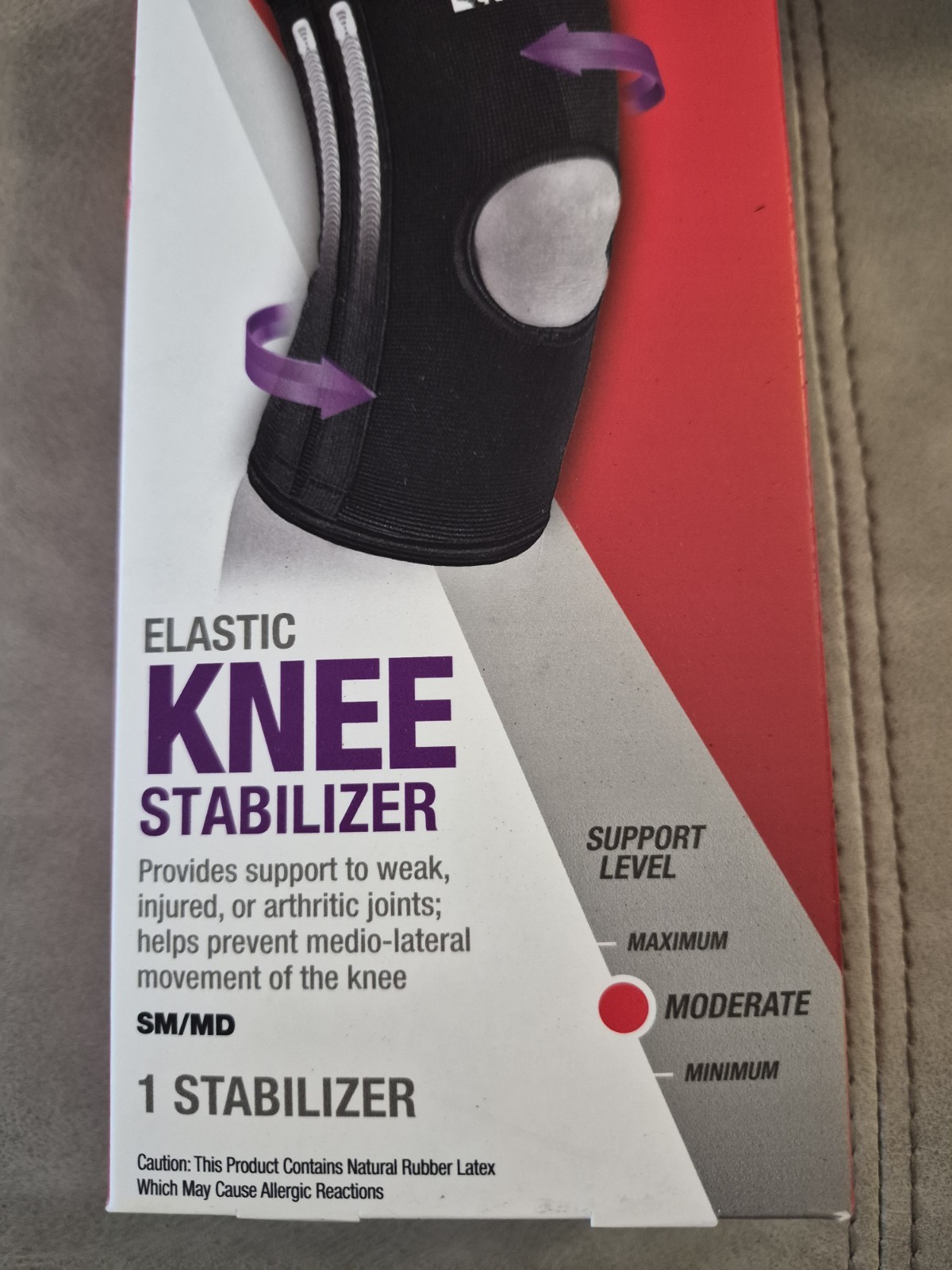 Mueller Elastic Knee Stabilizer Brace SM/MD Black Open Patella Steel Support