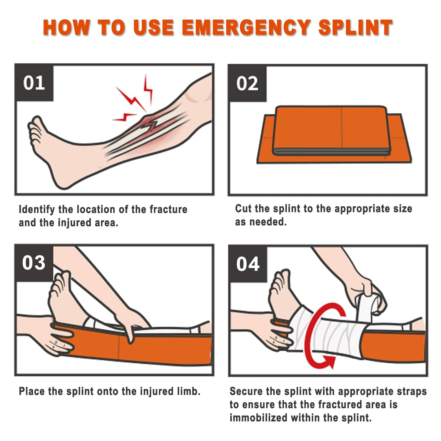 First Aid Splint, 36″ X 4.3″ Universal Aluminum Splints Kit, Waterproof First Ai