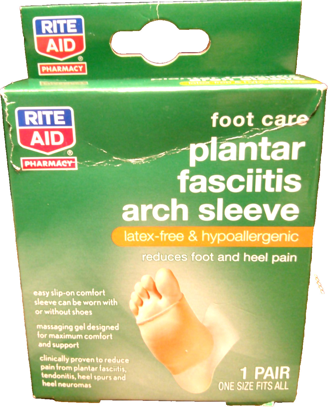Rite Aid Plantar Fasciitis Arch Sleeve Reduces Heel & Foot Pain 1 Pair 1075