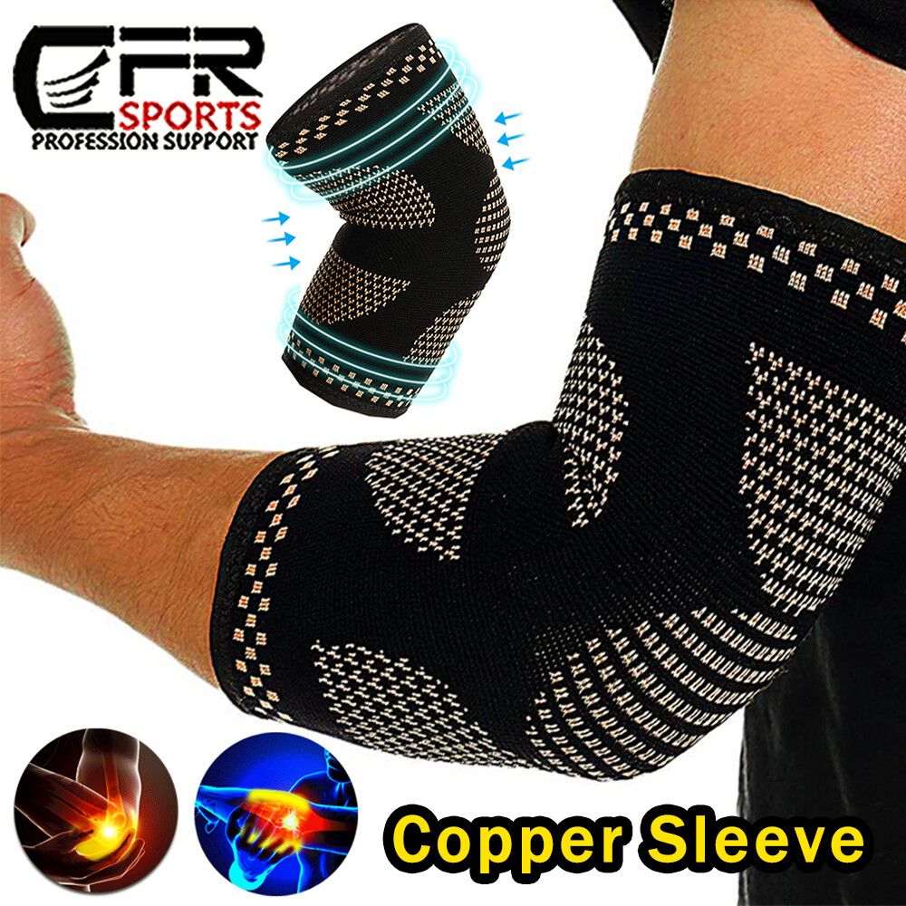 Copper Elbow Brace Compression Sleeves Arm Support Tendinitis Joint Pain Relief