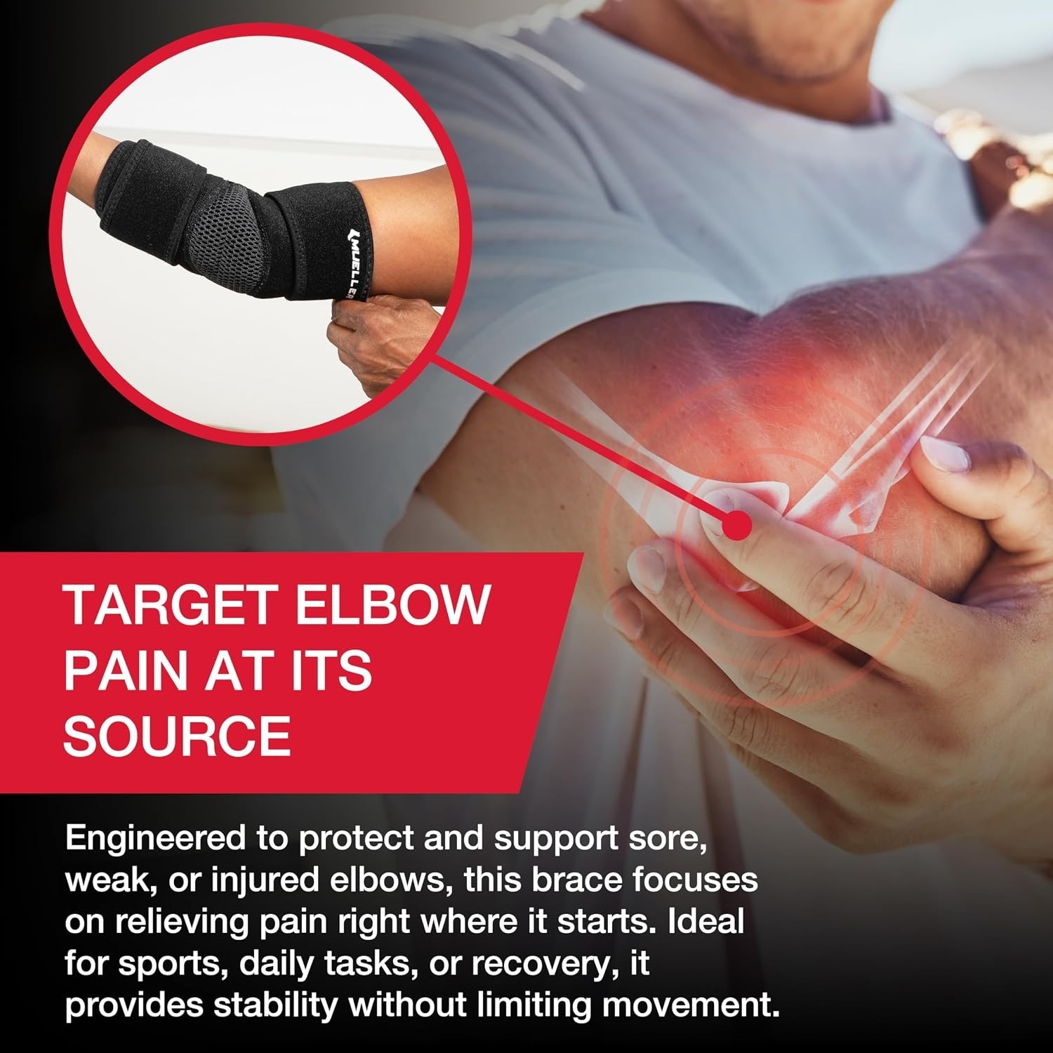 Sports Medicine Adjustable Elbow Brace, Elbow Pain Relief Support Sleeve for …