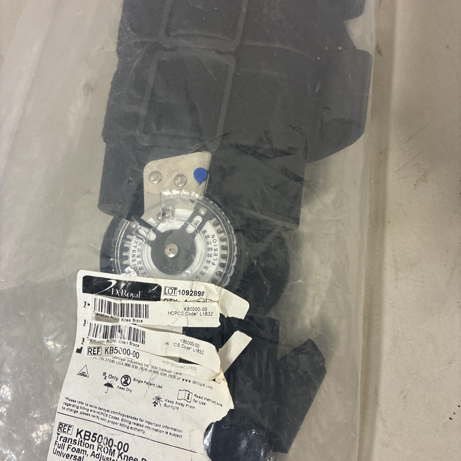DeRoyal Universal Recovery Post-Op Knee Brace KB5000-00 Brand New