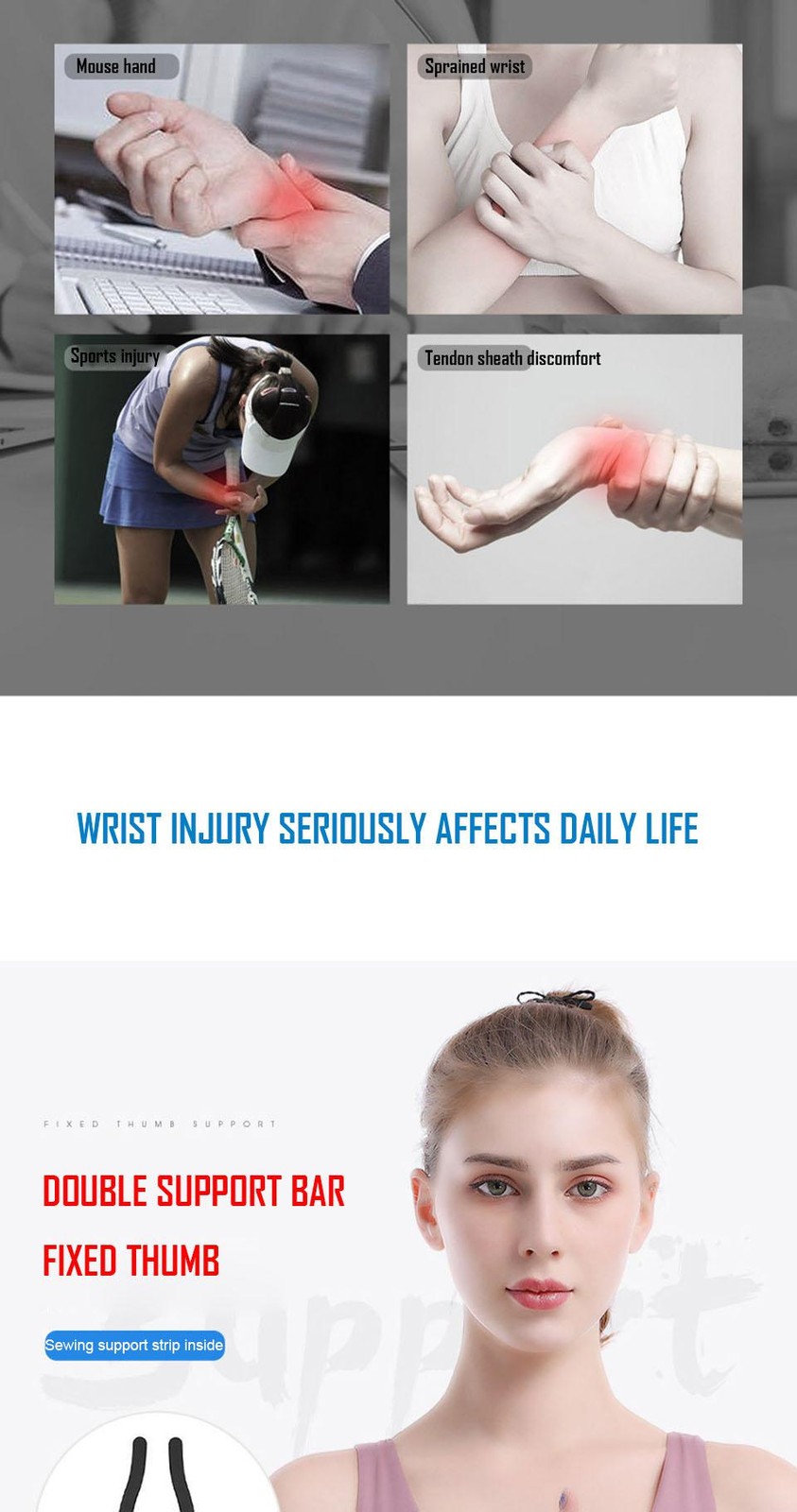 Aolikes 1pcs Wrist Brace Support Sprain Forearm Splint Band Strap Wristband Wris