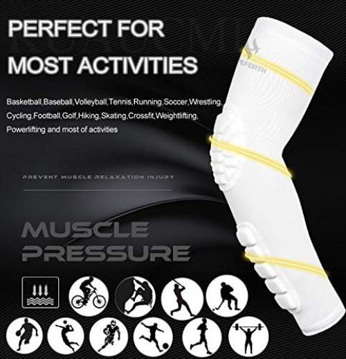 2PCS Padded Elbow Forearm Sleeves Compression Support Men Women Impact Protec…