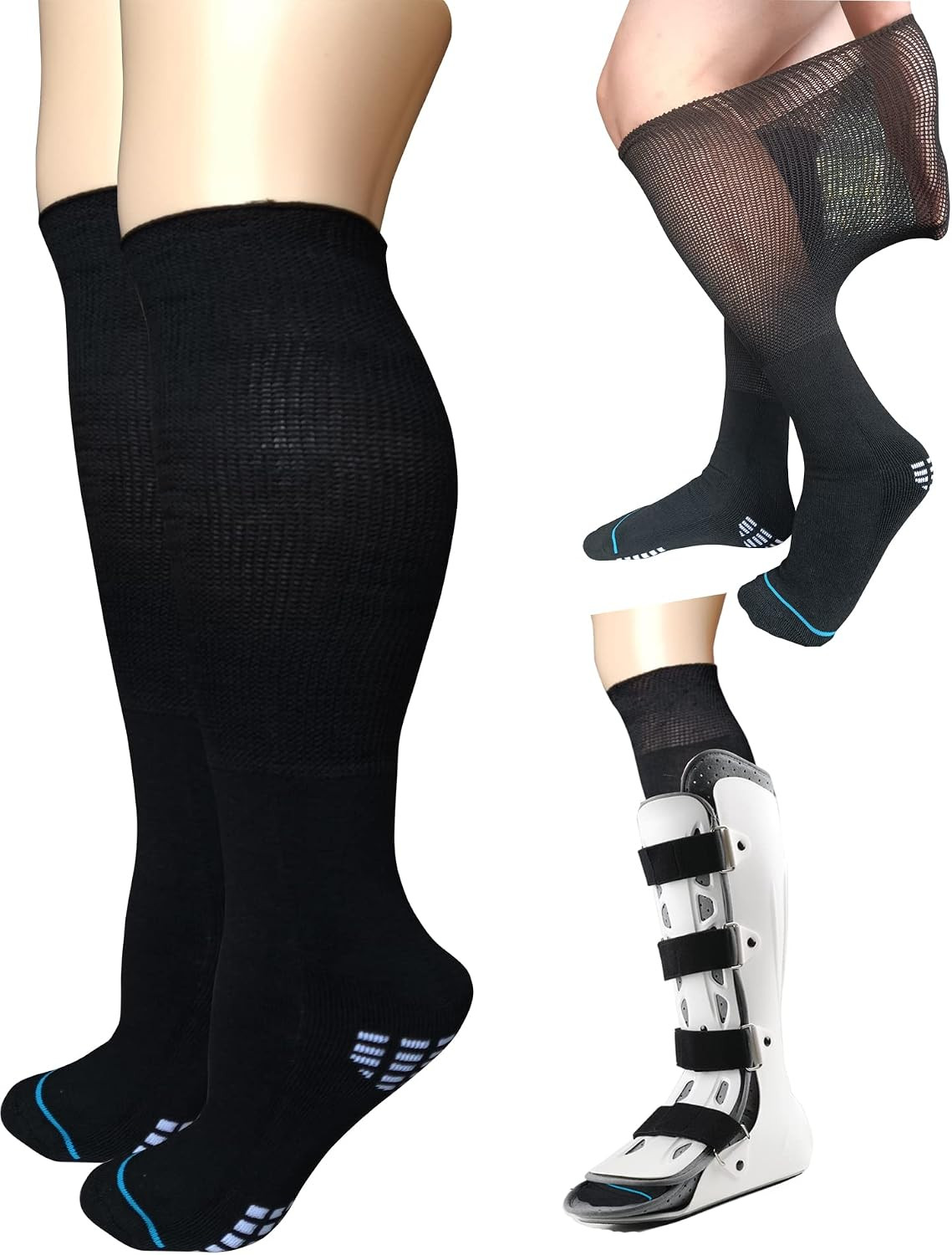 2 Pairs Replacement Sock Liner for Orthopedic Cast Walking Boot Air Cam Walkers,
